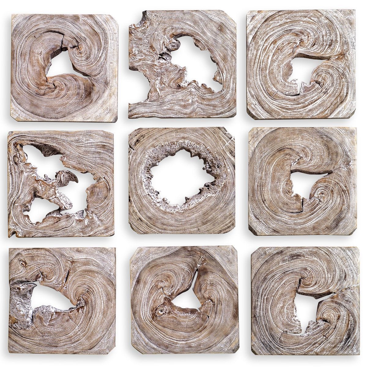 Bahati Wood Wall Decor, Natural, S/9