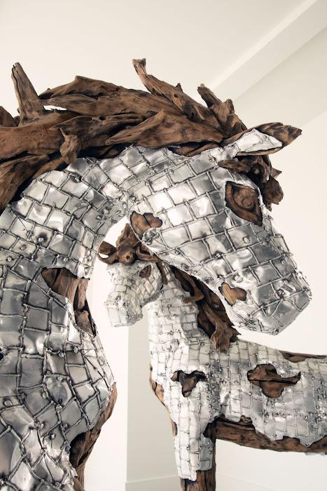 Armored Mustang Standing Horse Sculpture