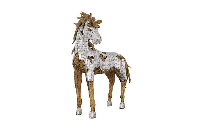 Armored Mustang Standing Horse Sculpture