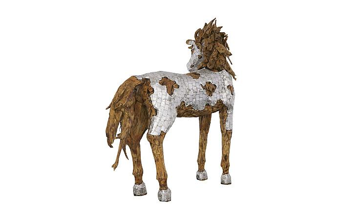 Armored Mustang Standing Horse Sculpture