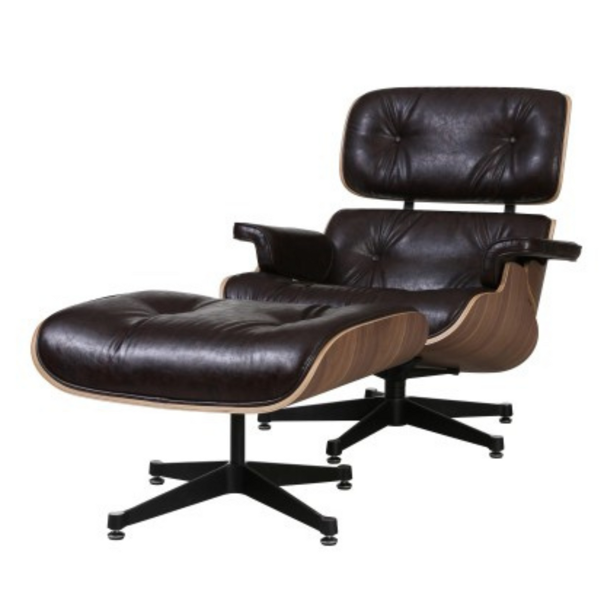 mcm faux leather chair and ottoman