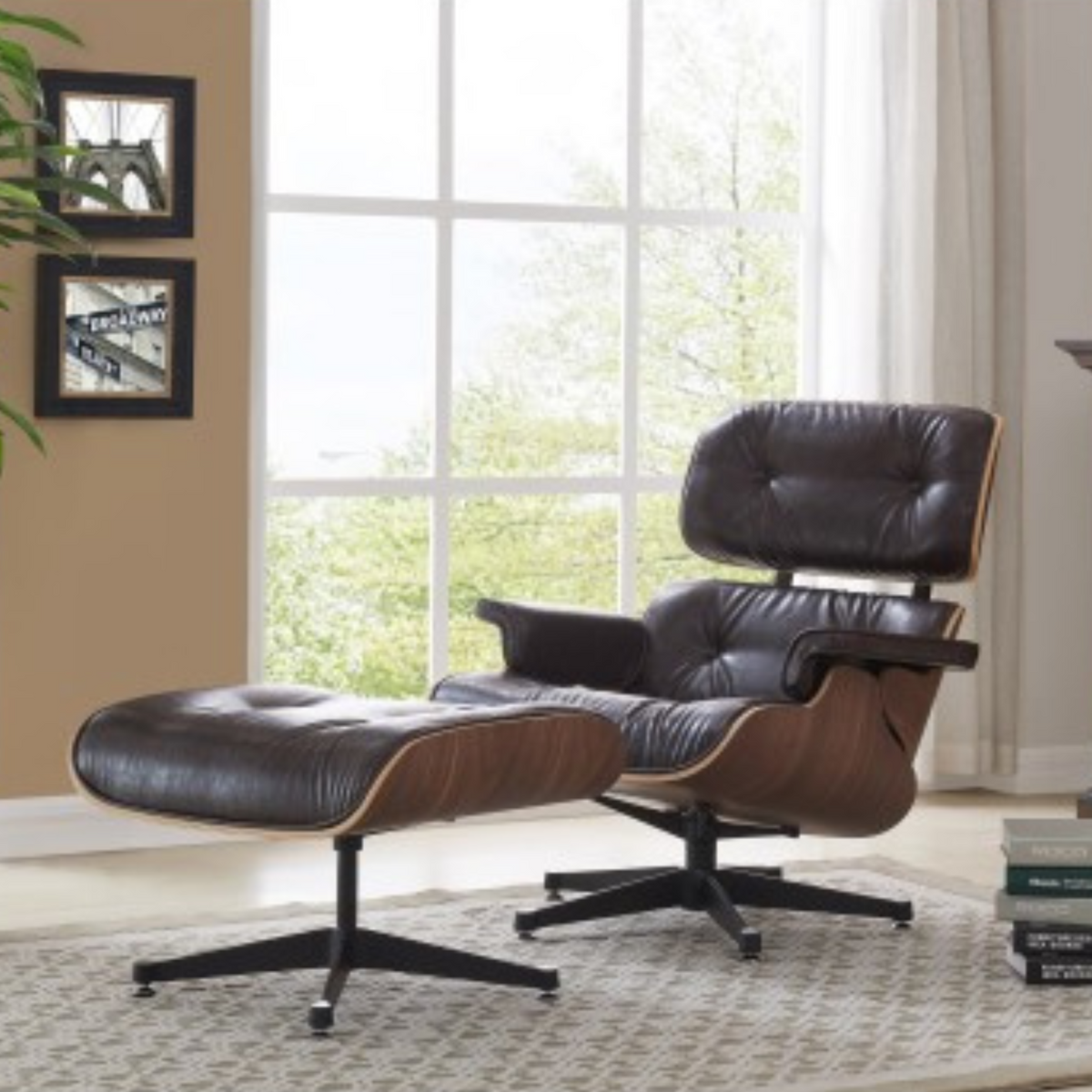Modern leather discount chair and ottoman