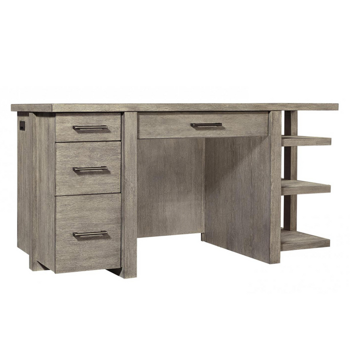 Platinum Desk with Open Shelves