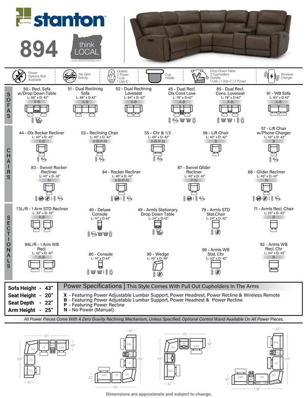 Stanton 894-52B Power Reclining Loveseat