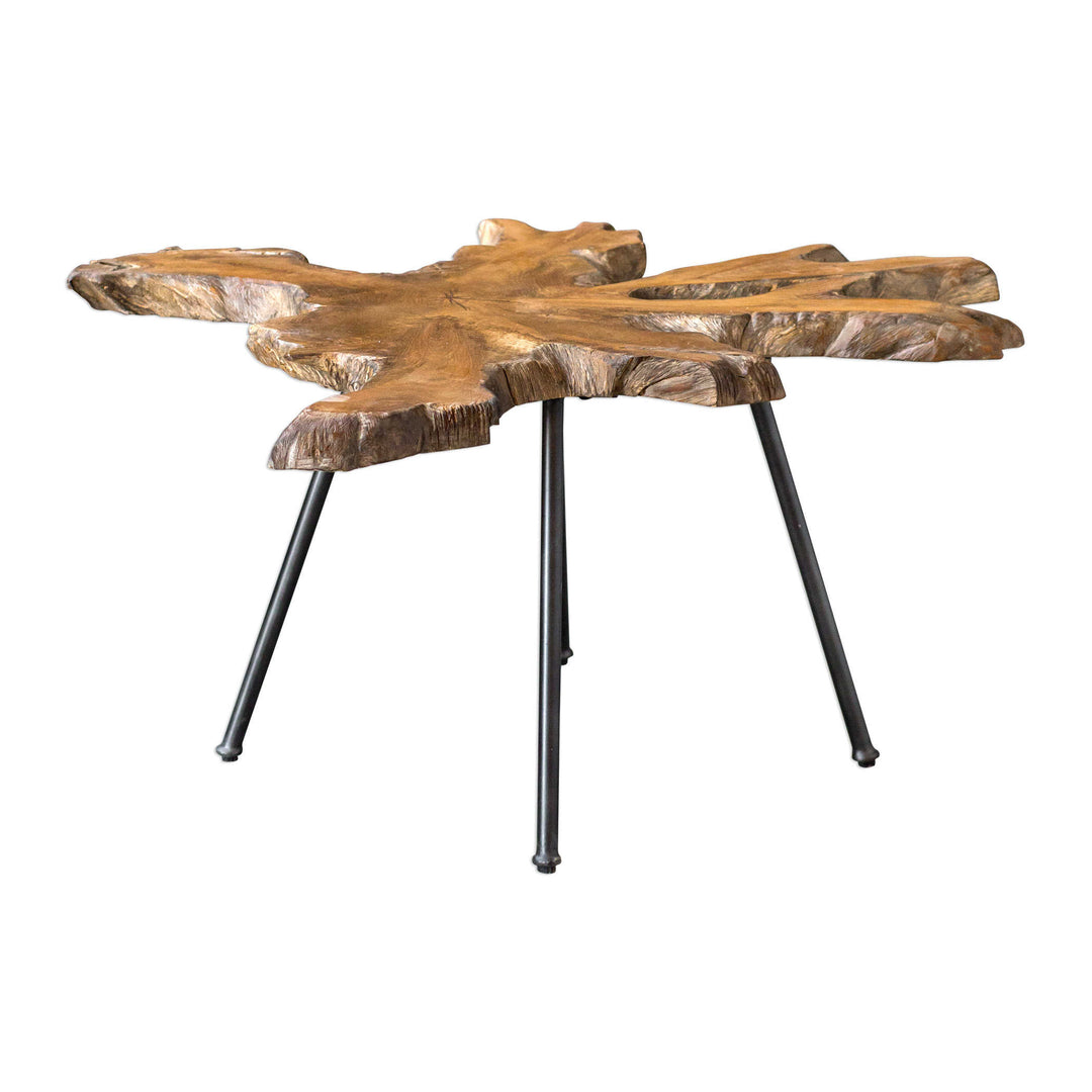 teak slice coffee table