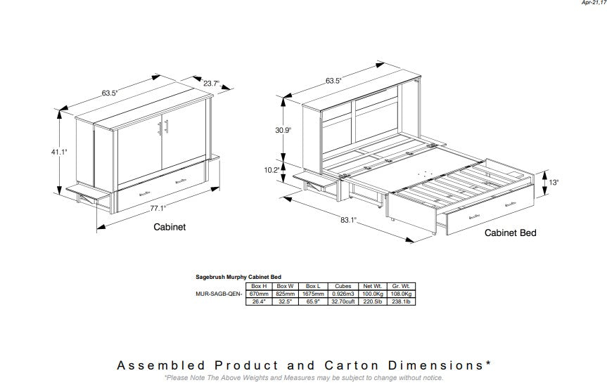 Sagebrush Murphy Cabinet Bed - Queen