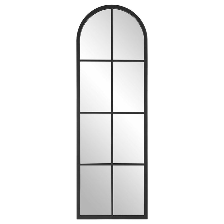 arched paned black mirror