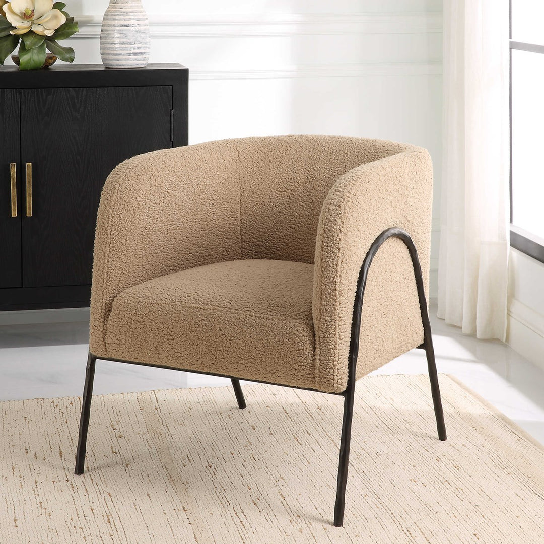 camel boucle chair
