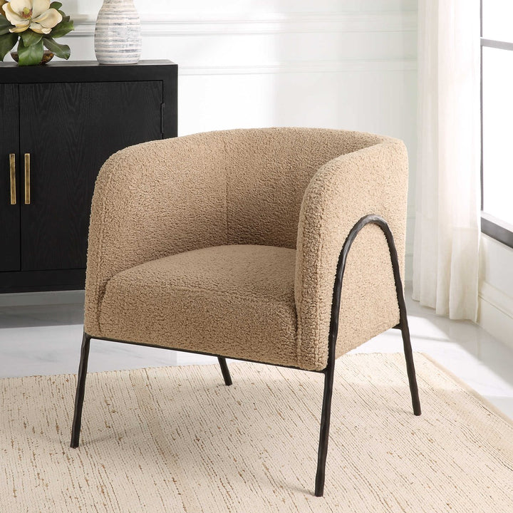 camel boucle chair