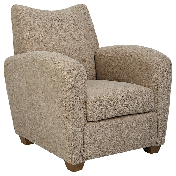 tan boucle accent chair